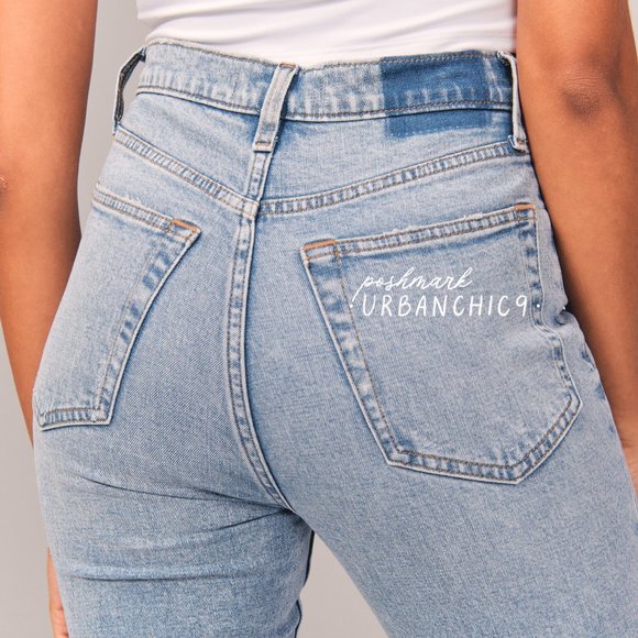 NWT ABERCROMBIE 90s Ultra High Rise Slim Straight Jean Light Blue size 28 - Picture 6 of 16